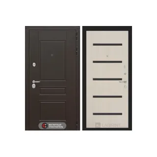 Входная дверь Labirint Мегаполис 01 - Беленый дуб, стекло черное